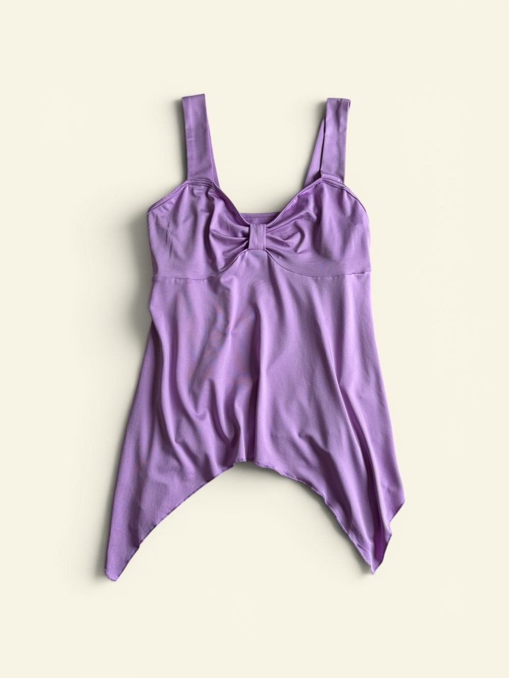 Y2K Lilac Bow Handkerchief Hem Tank Top Coquette Fairy Asymmetrical Size M Fairy